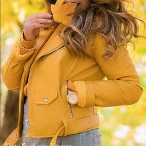 Yellow faux leather jacket